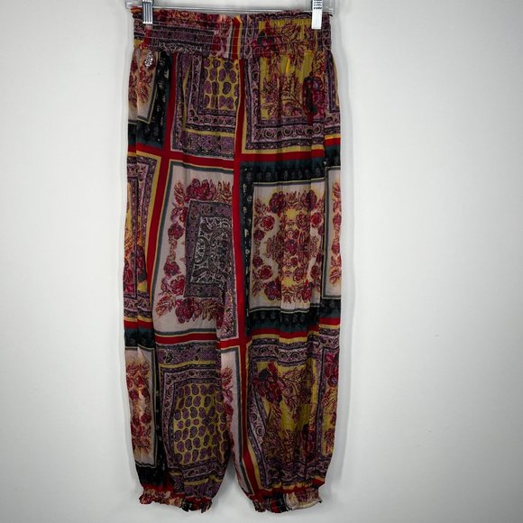Free People Movement Sashay My Way Printed Pants Scarf Print Size Small - Picture 3 of 13